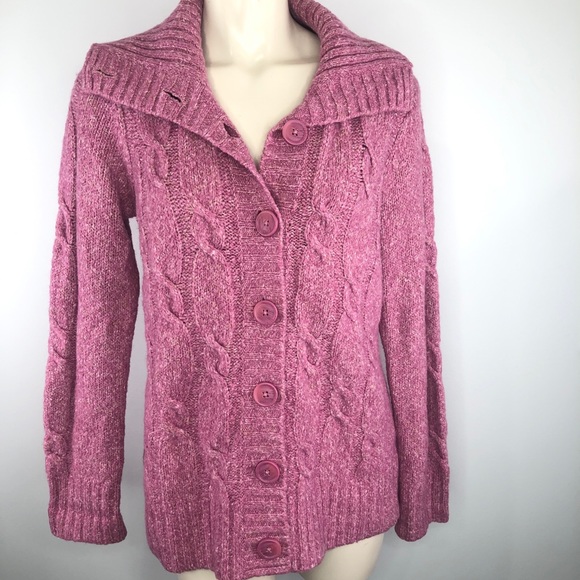 L.L. Bean Sweaters - 🌟L.L.Bean cardigan knit wool blend sweater M Pink